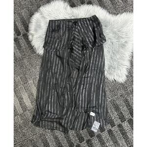 Venus Sheer Skirt Bottom Cover Up Womens Large Black‎ Silver Accent Mesh Slit